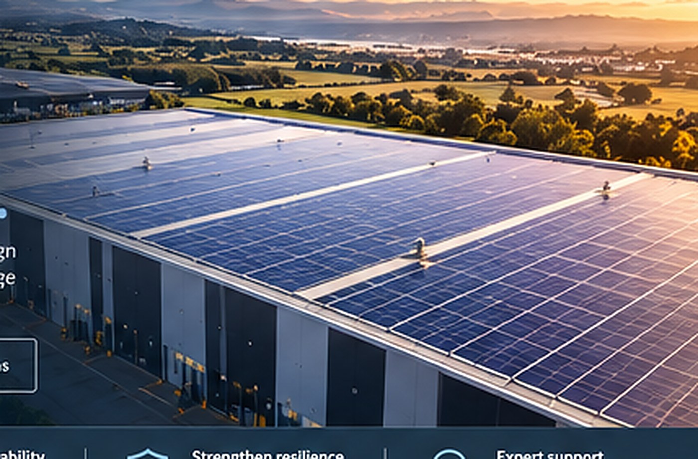 Commercial roof-mounted solar array and industrial building